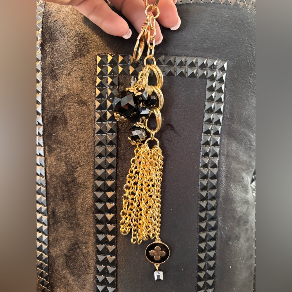 Gold and Black Tassel Keychain